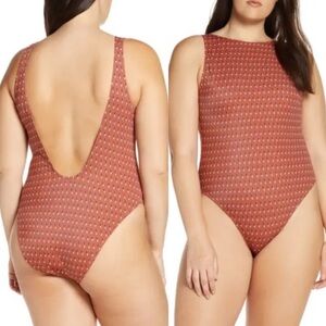 Something Navy One Piece Swimsuit Orange
Rust Polka Dot Low Scoop Back Sz L